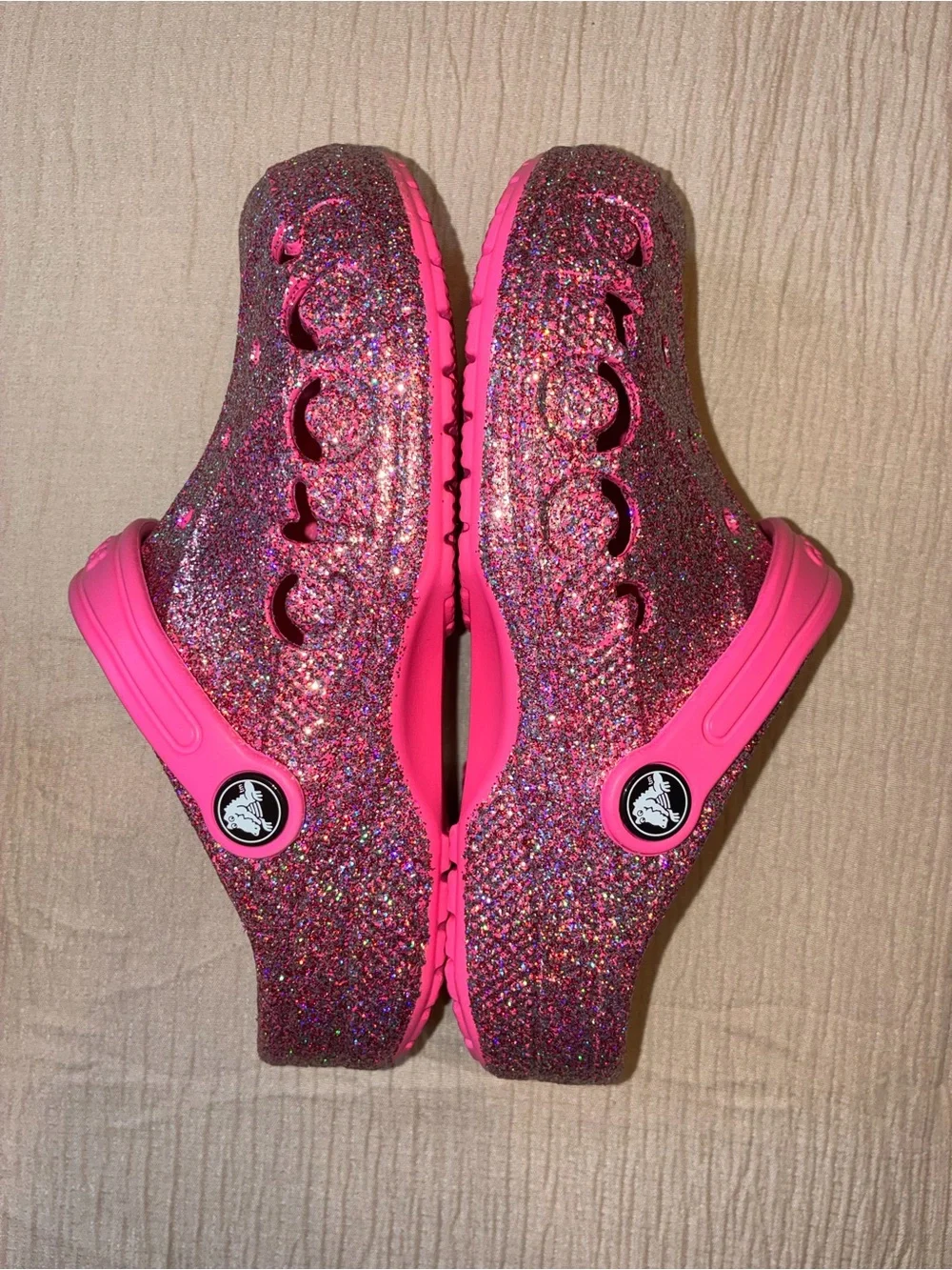 Crocs Kids' Sparkle Clogs in Pink Glam Glitter J3 (Big Kids)